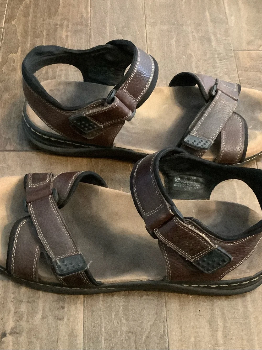 Men's Brown Leather Adjustable Strap Sandals